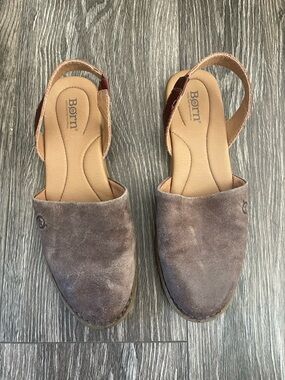 Born Taupe Suede Slingback Mule size 9.5